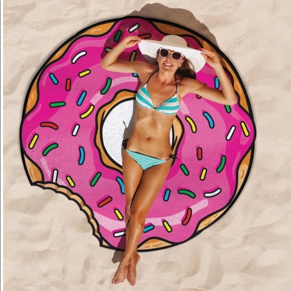 Pink Donut Beach Blanket Oversized Beach Towel